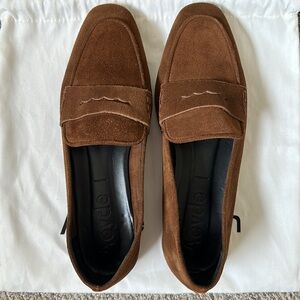 Aeyde Alfie Brown Suede Loafers, Size 38